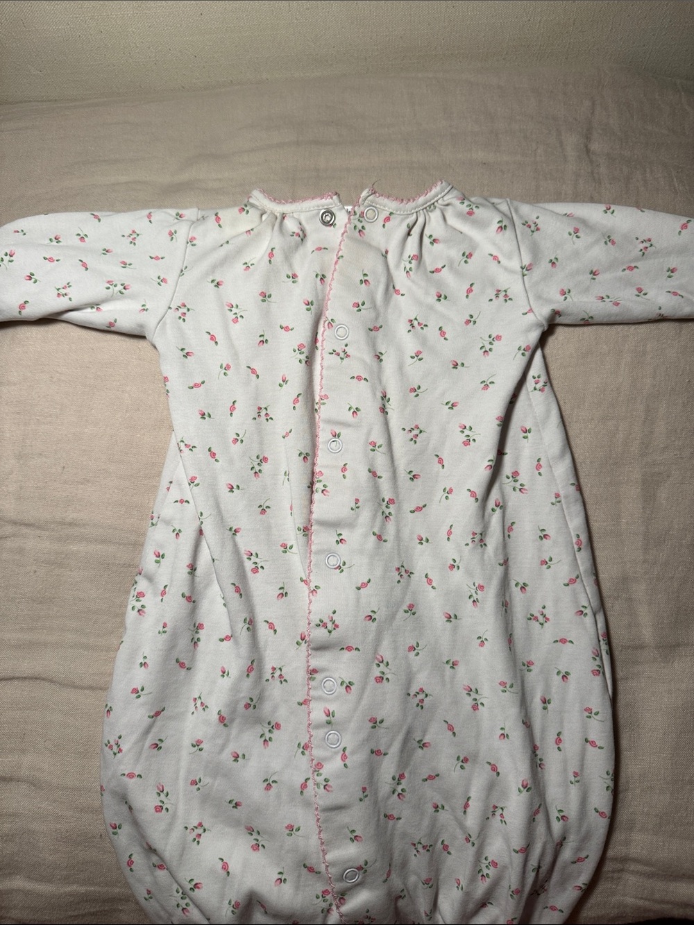 Kissy Kissy White Baby Pajama Nightgown with Pink Floral Print